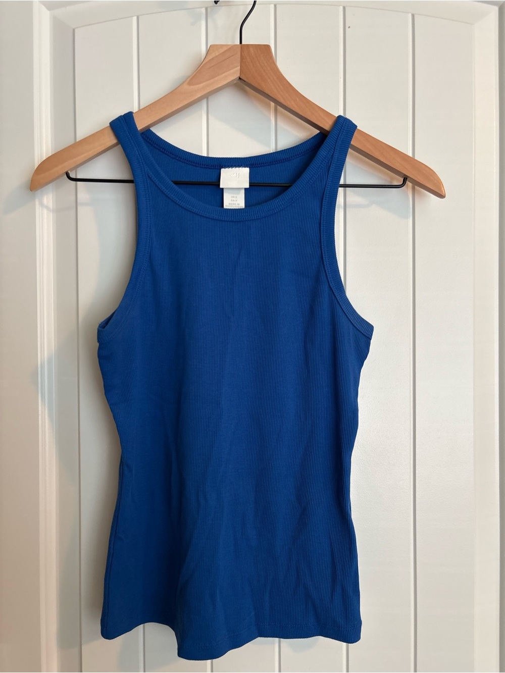 H&M Blue Ribbed Tank Top